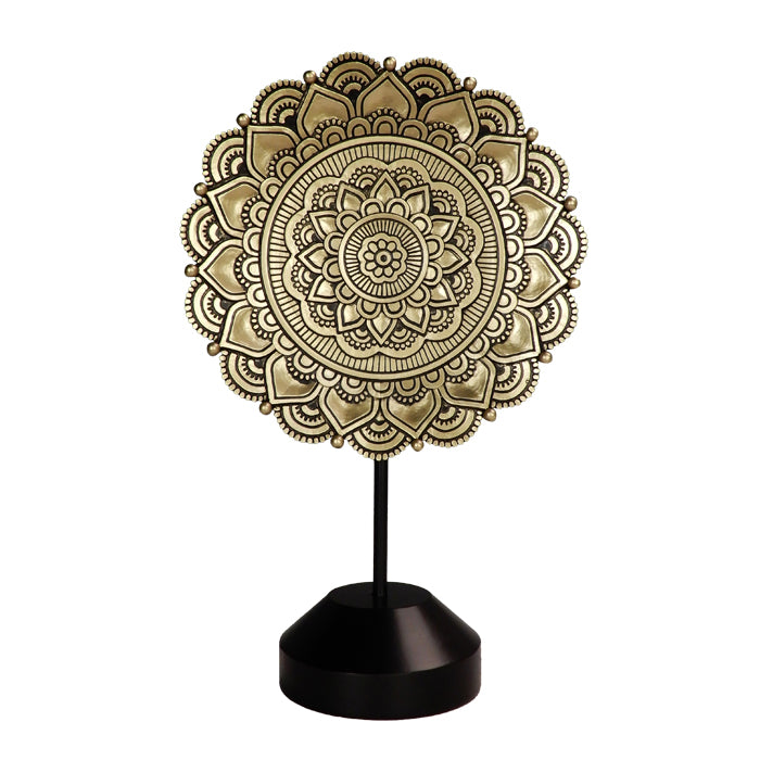 Figura mandala ovalada 35 cm - decoración budista dorada con posibilidad de personalización con grabado