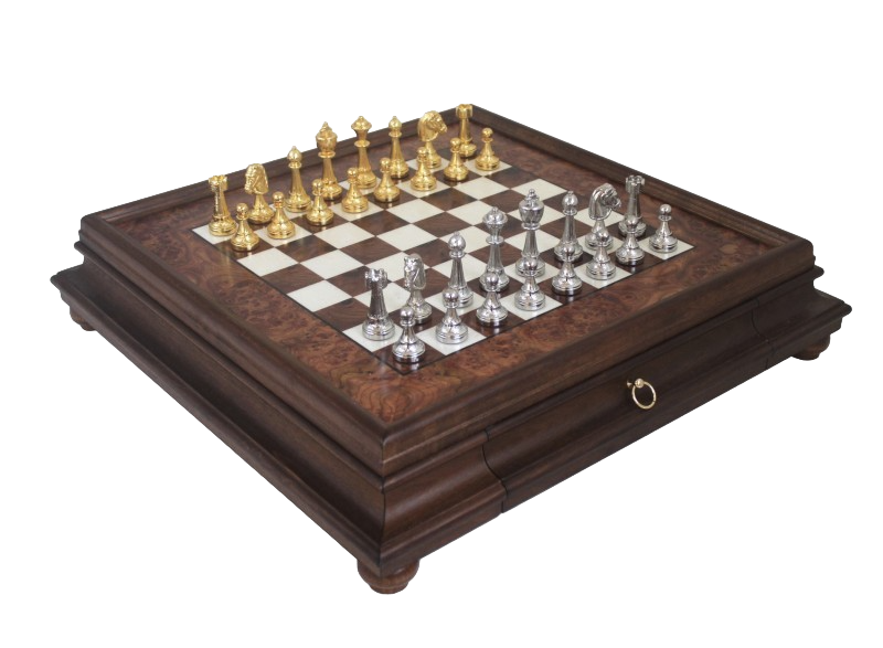 Ajedrez exclusivo Italfama de metal dorado 53x53 cm con posibilidad de grabado personalizado