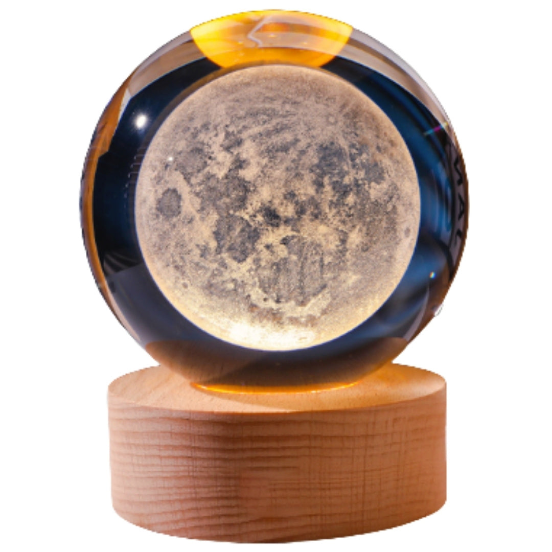 Bola de cristal 3D Luna con grabado