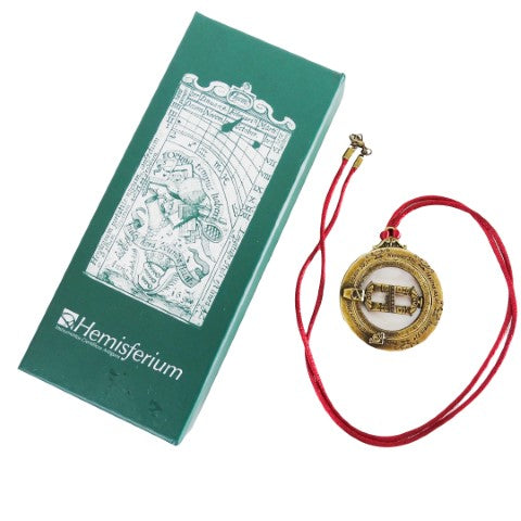 Miniatura de reloj de sol H90 con anillos astronómicos, grabado personalizado, regalo ideal, colgante burdeos, hecho de zincal y latón, diámetro 45 mm