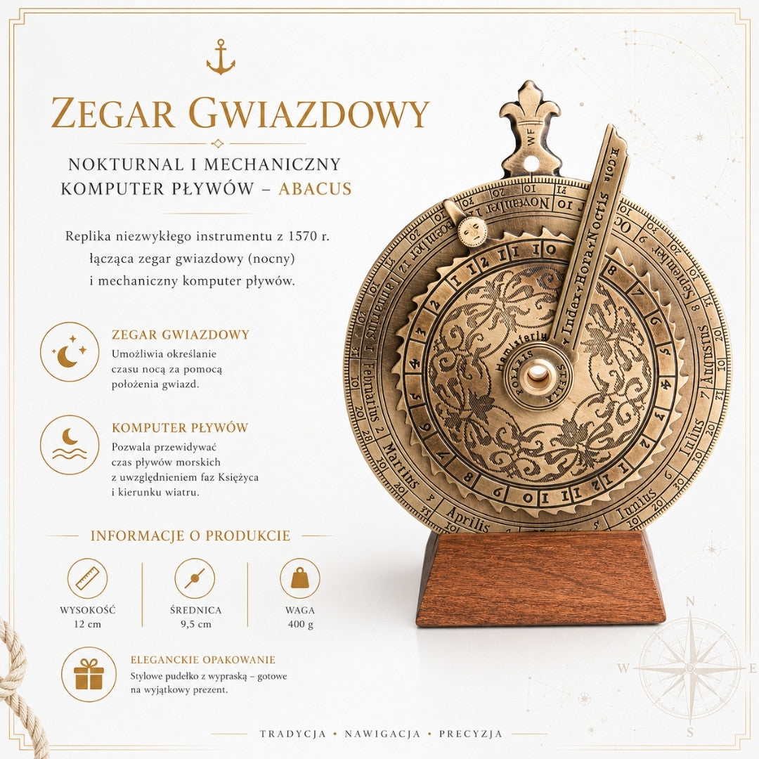 Reloj estelar nocturnal mecánico ordenador de mareas Abacus H31 con grabado personalizado