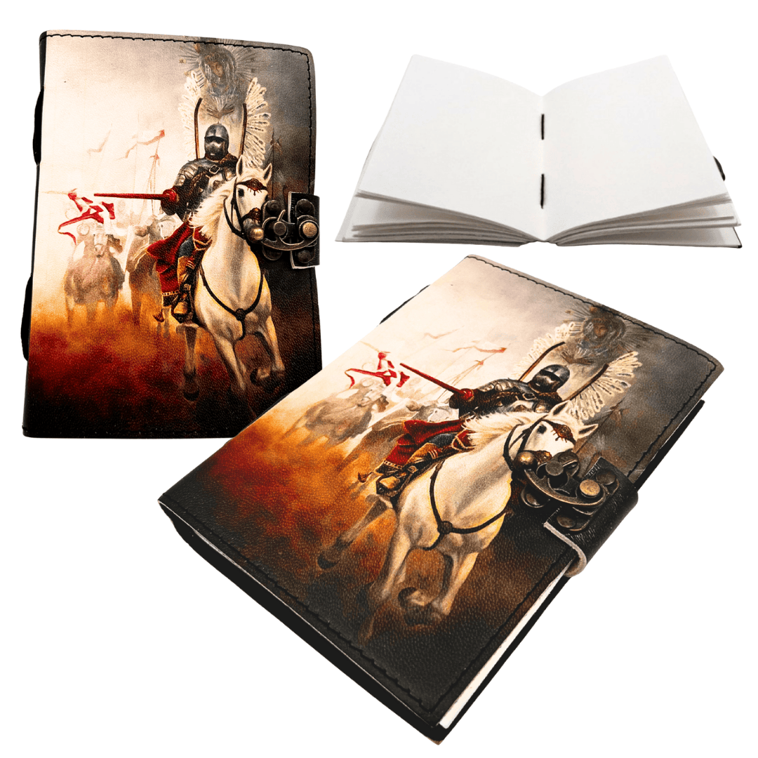 Cuaderno de cuero Diario Husaria Patriótico con grabado