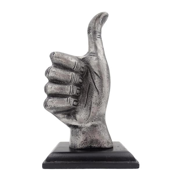 Figura decorativa pulgar "OK" de aluminio 20 cm con opción de personalización con grabado