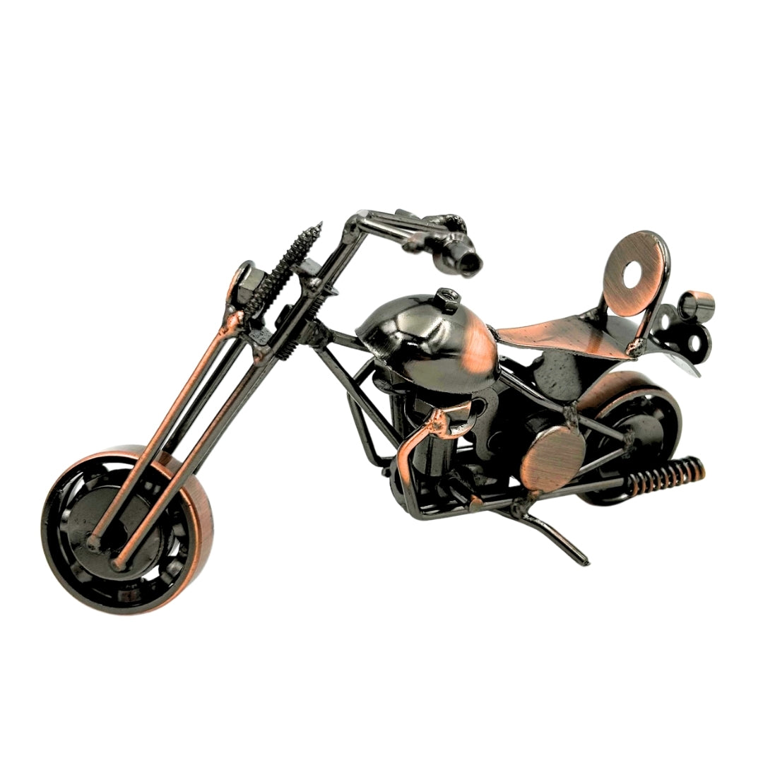 Modelo de motocicleta Chopper M33 con grabado - metálico, cobre-antracita, 15x6x9,5 cm