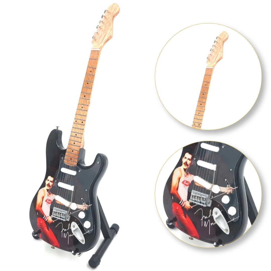 Mini guitarra coleccionable Freddie Mercury con grabado
