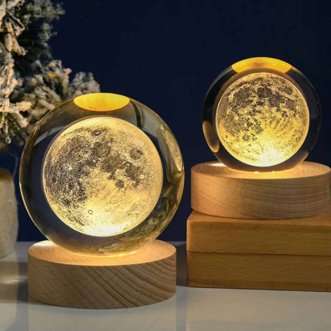 Bola de cristal 3D Luna con grabado