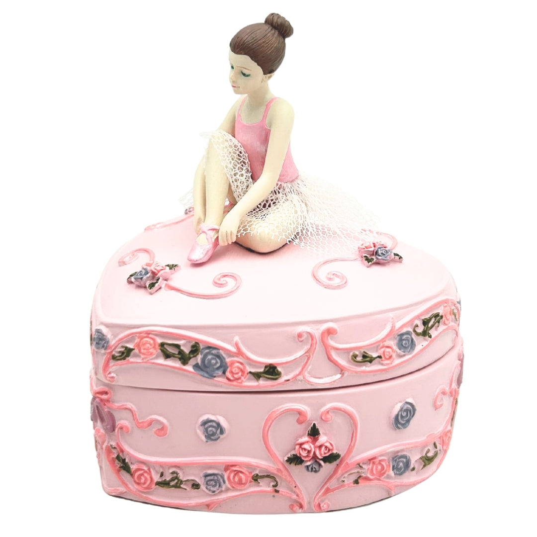 Caja de Música Bailarina Corazón Lago de los Cisnes con Posibilidad de Grabado Personalizado, Rosa, 12,5 cm, Regalo Ideal para Cumpleaños o Aniversario