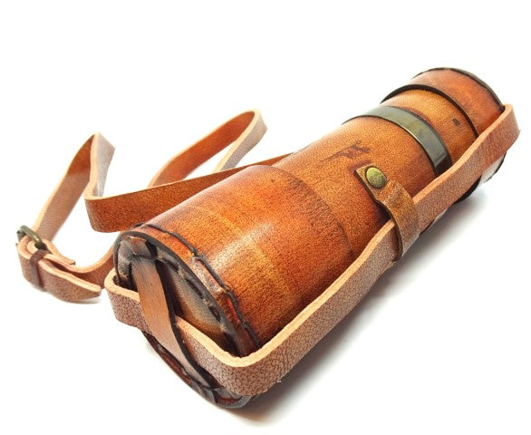 Catalejo retro de latón con correa de cuero NC1596 con posibilidad de personalización mediante grabado