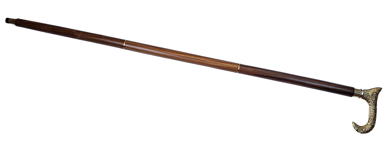 Bastón de madera para caminar con mango dorado - plegable - regalo elegante con opción de personalización mediante grabado - 91,5 cm, marrón con mango de latón
