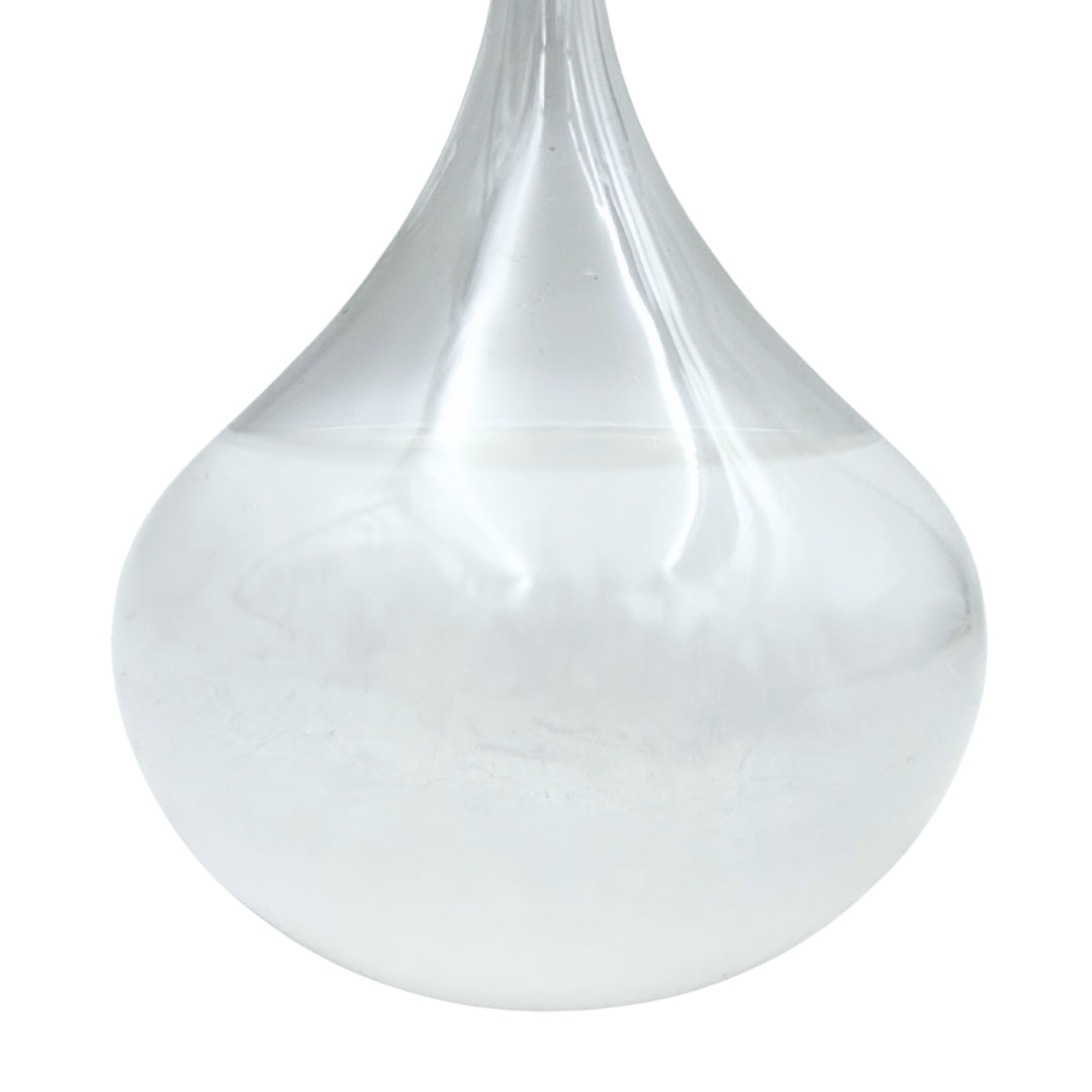 Barómetro de tormenta Fitzroya - Gota Storm Glass con posibilidad de personalización con grabado - regalo elegante en forma de gota, altura 11 cm, recipiente de vidrio con cristales únicos que reaccionan a cambios climáticos