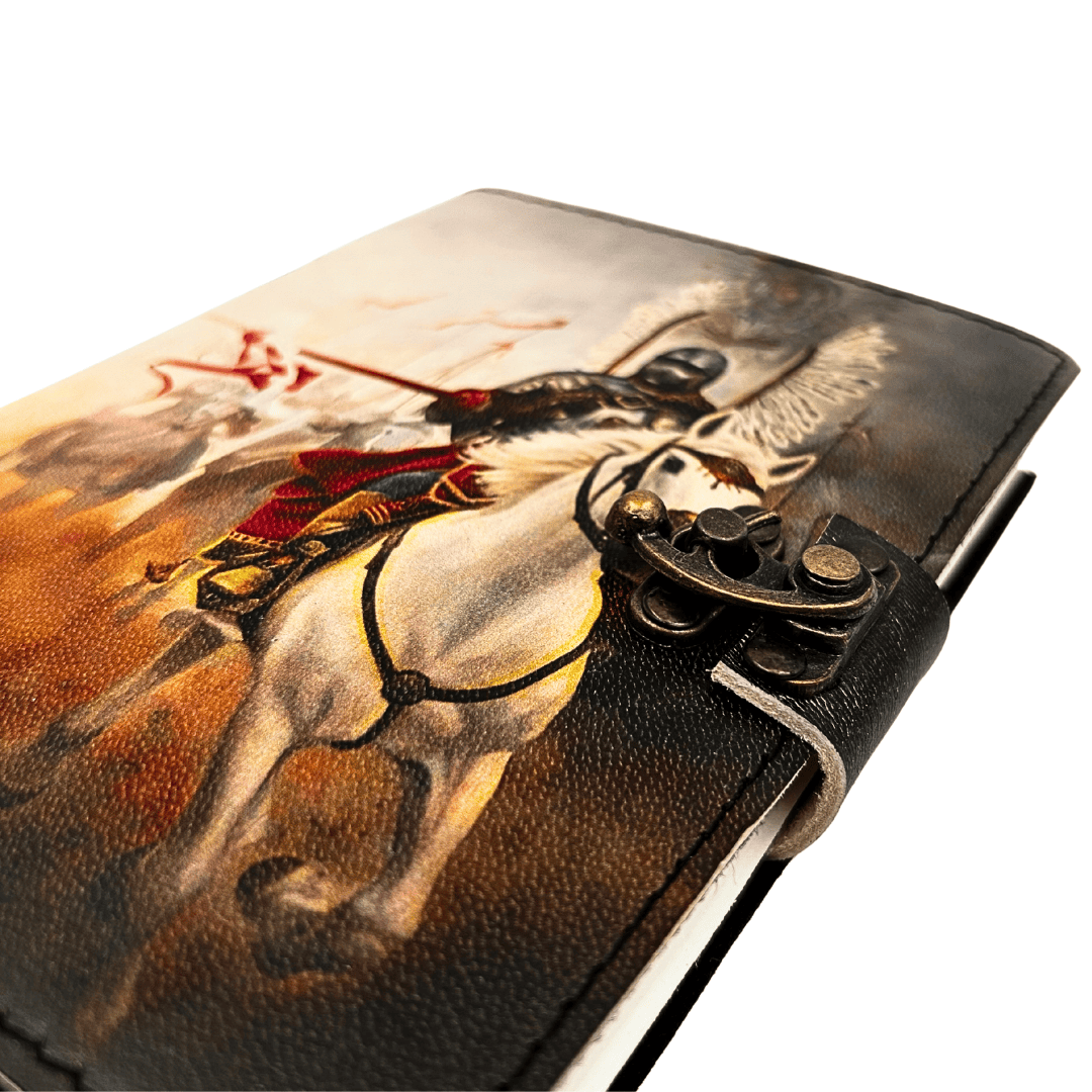 Cuaderno de cuero Diario Husaria Patriótico con grabado