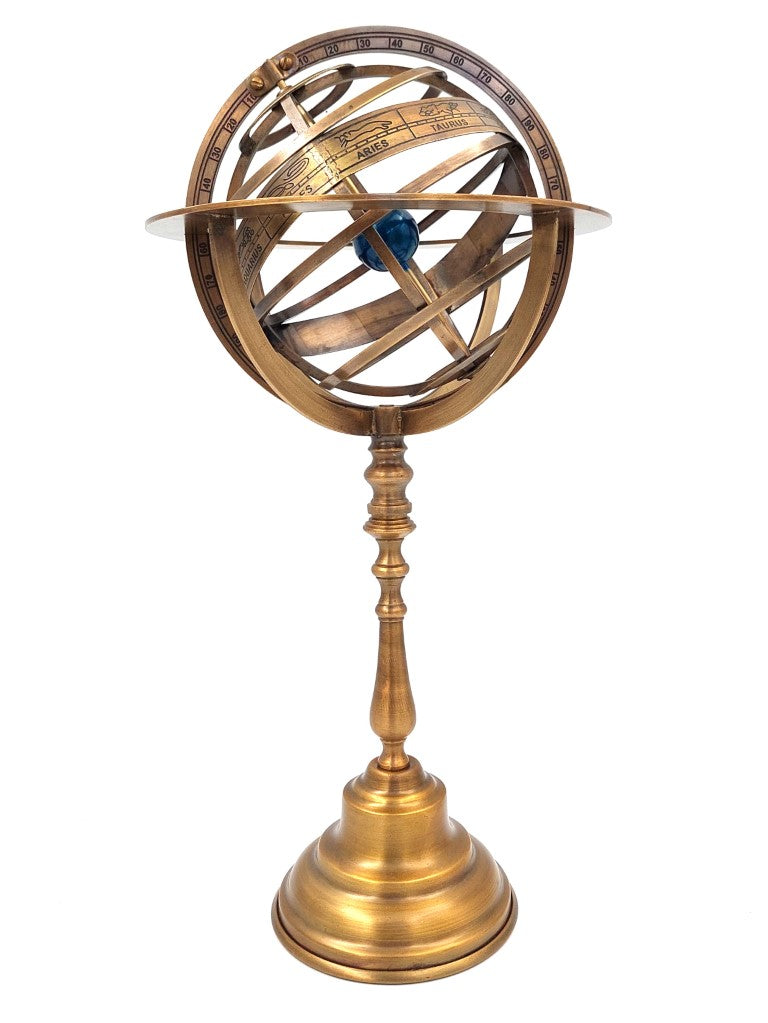 Astrolabio esférico de latón de 39cm, personalizable con grabado