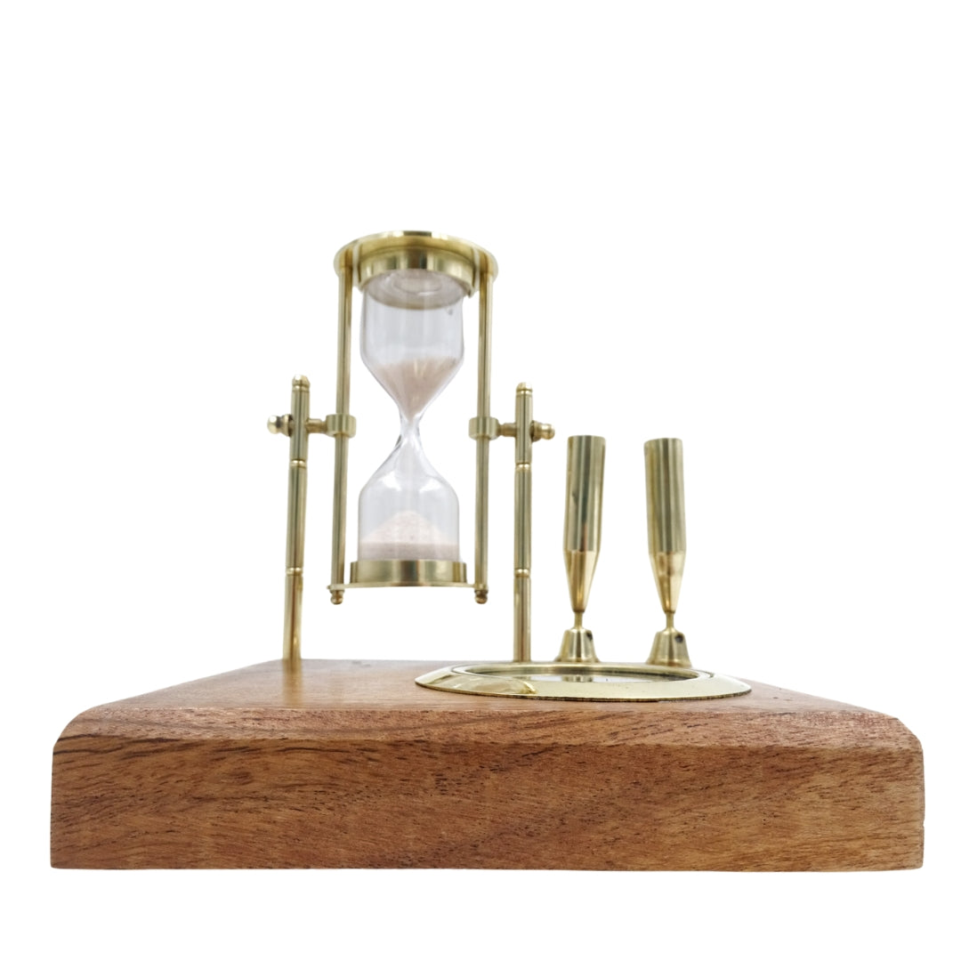 Set de Escritorio Retro con Reloj de Arena y Brújula