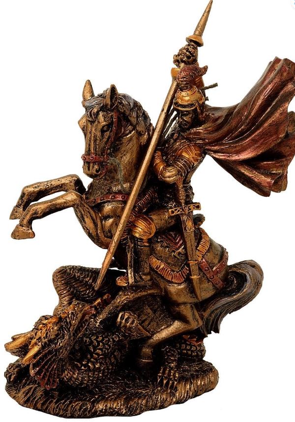 Figura de San Jorge de Poliresina, 13 cm, Posibilidad de Personalización con Grabado, Regalo Ideal para Varias Ocasiones