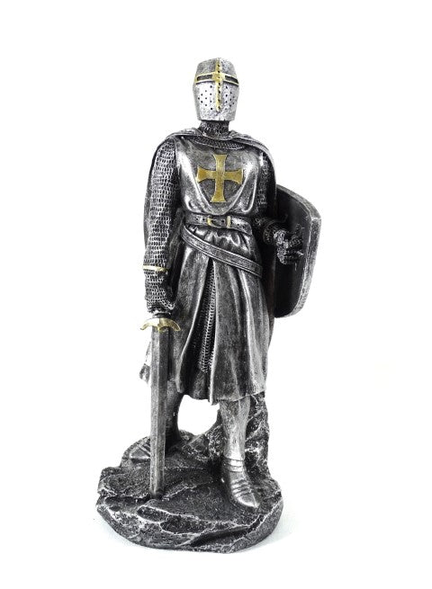 Figura de caballero cruzado de 30 cm con grabado