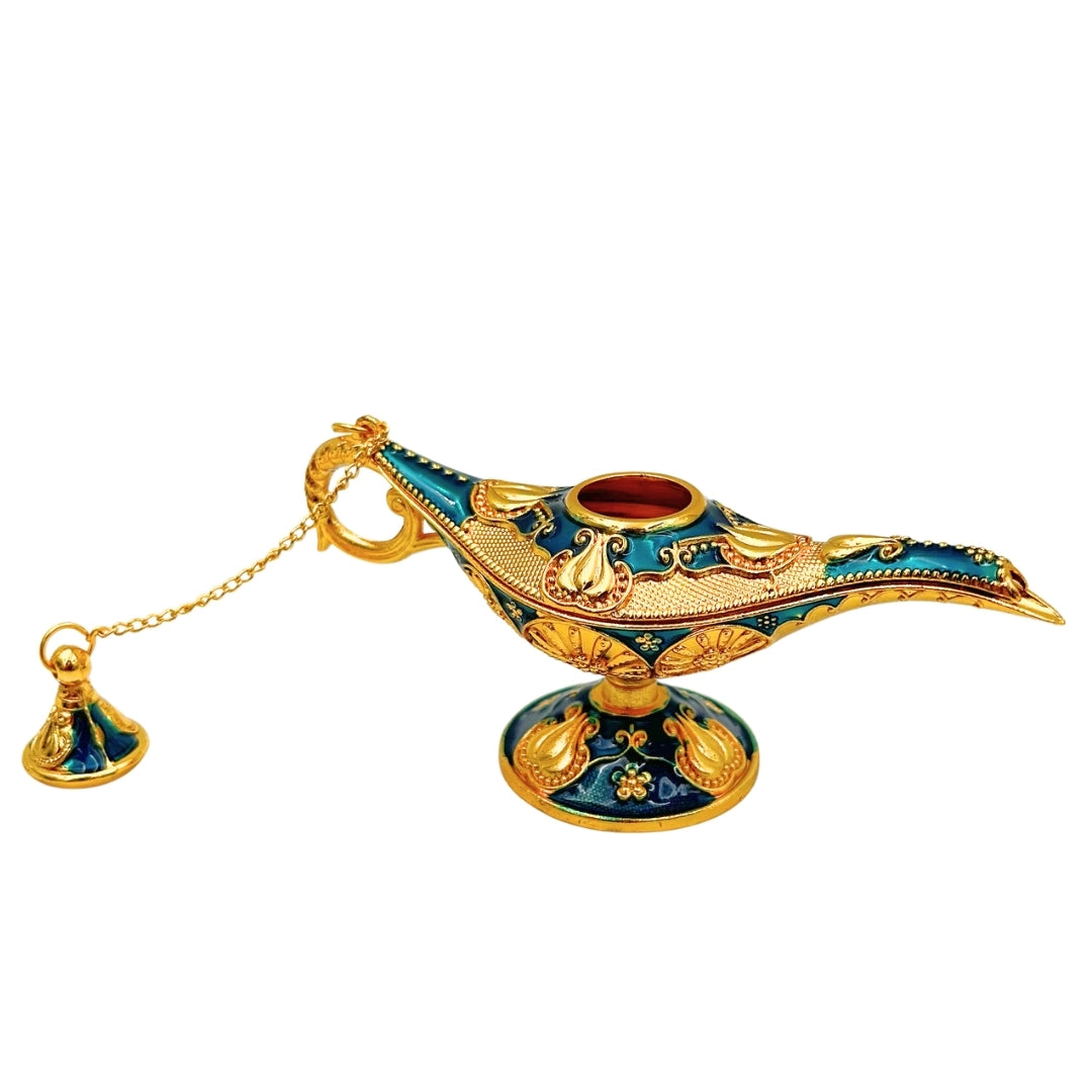 Lámpara de Aladino Metálica Azul Marino y Dorada de 12 cm con Posibilidad de Personalización con Grabado