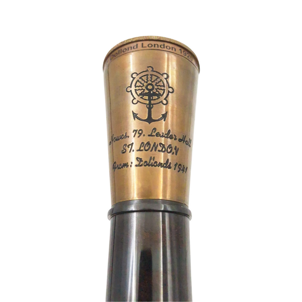 Catalejo de latón con trípode con posibilidad de personalización mediante grabado - elemento decorativo elegante para regalo, altura regulable hasta 30 cm
