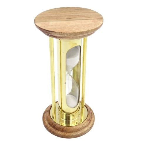 Reloj de arena de latón y madera 5 min con posibilidad de grabado