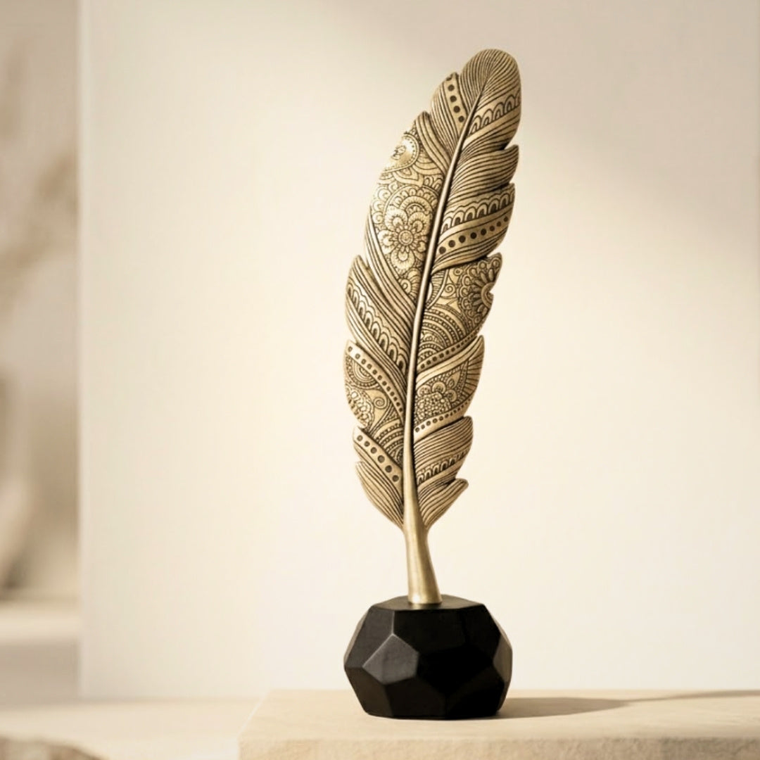 Pluma decorativa dorada de 30,7 cm con posibilidad de grabado