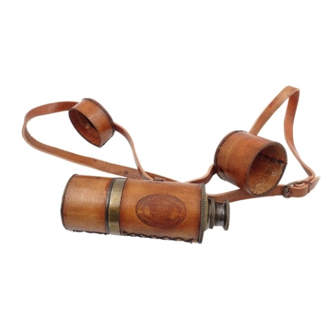 Catalejo retro de latón con correa de cuero NC1596 con posibilidad de personalización mediante grabado