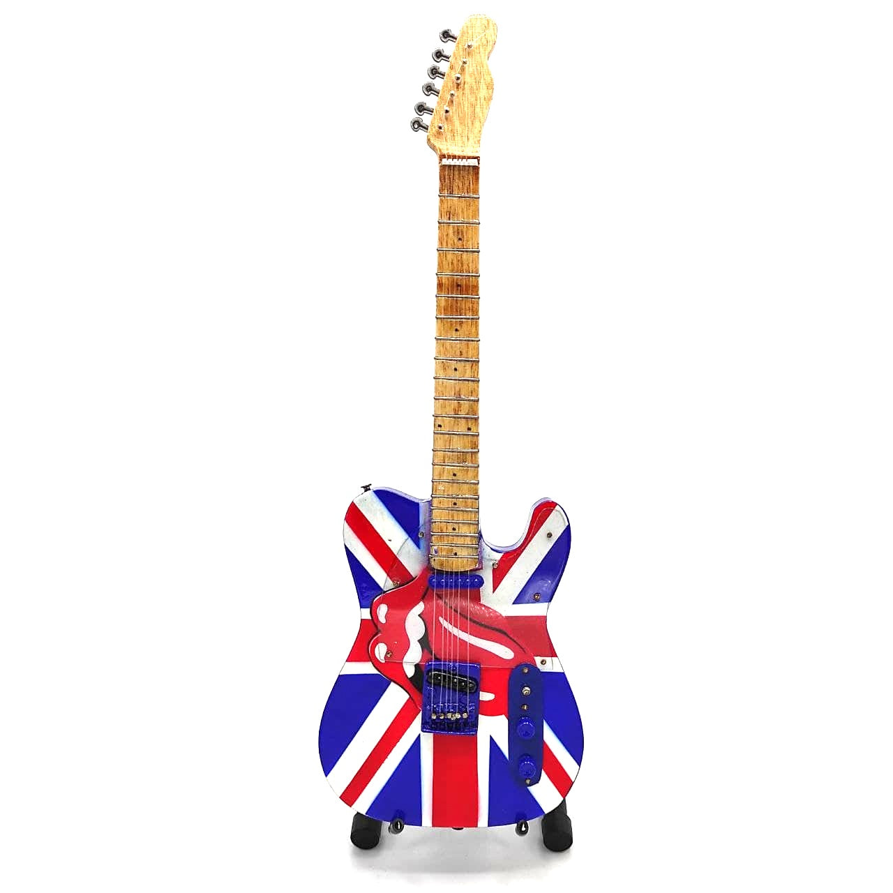 Mini guitarra coleccionable Rolling Stones UK&Tongue MGT-2301B de madera de caoba, posibilidad de grabado personalizado, regalo ideal para cualquier ocasión, altura 27,5 cm
