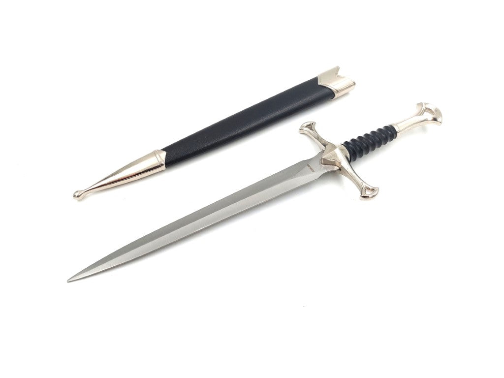 Réplica de daga medieval de caballero de 35 cm de acero inoxidable con vaina decorativa