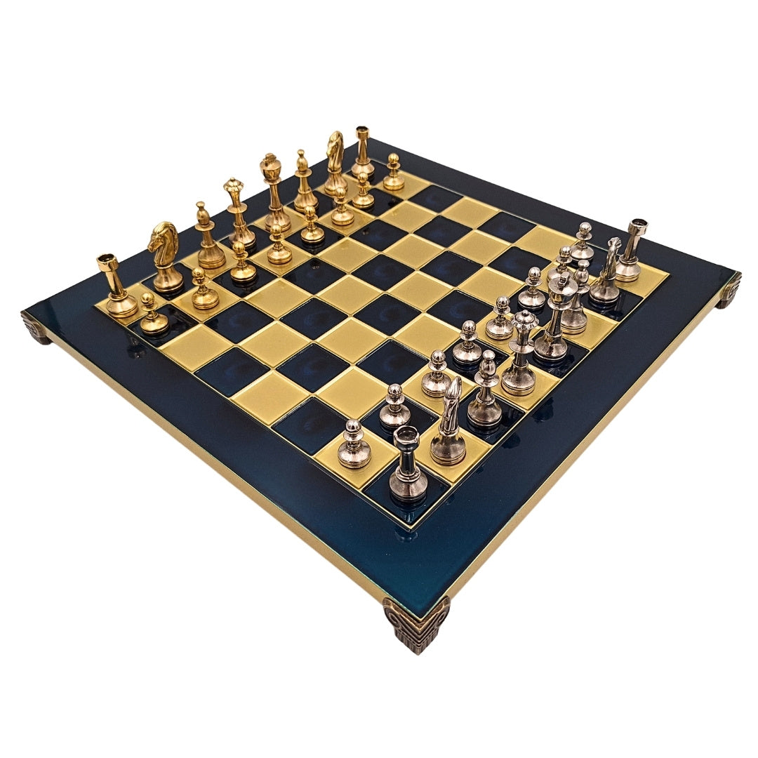 Ajedrez metálico clásico grande exclusivo Stauton S34 con grabado