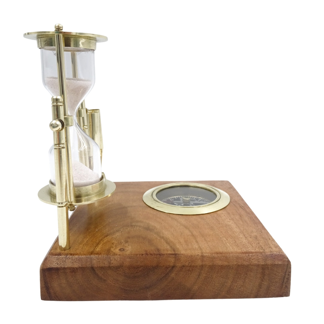 Set de Escritorio Retro con Reloj de Arena y Brújula