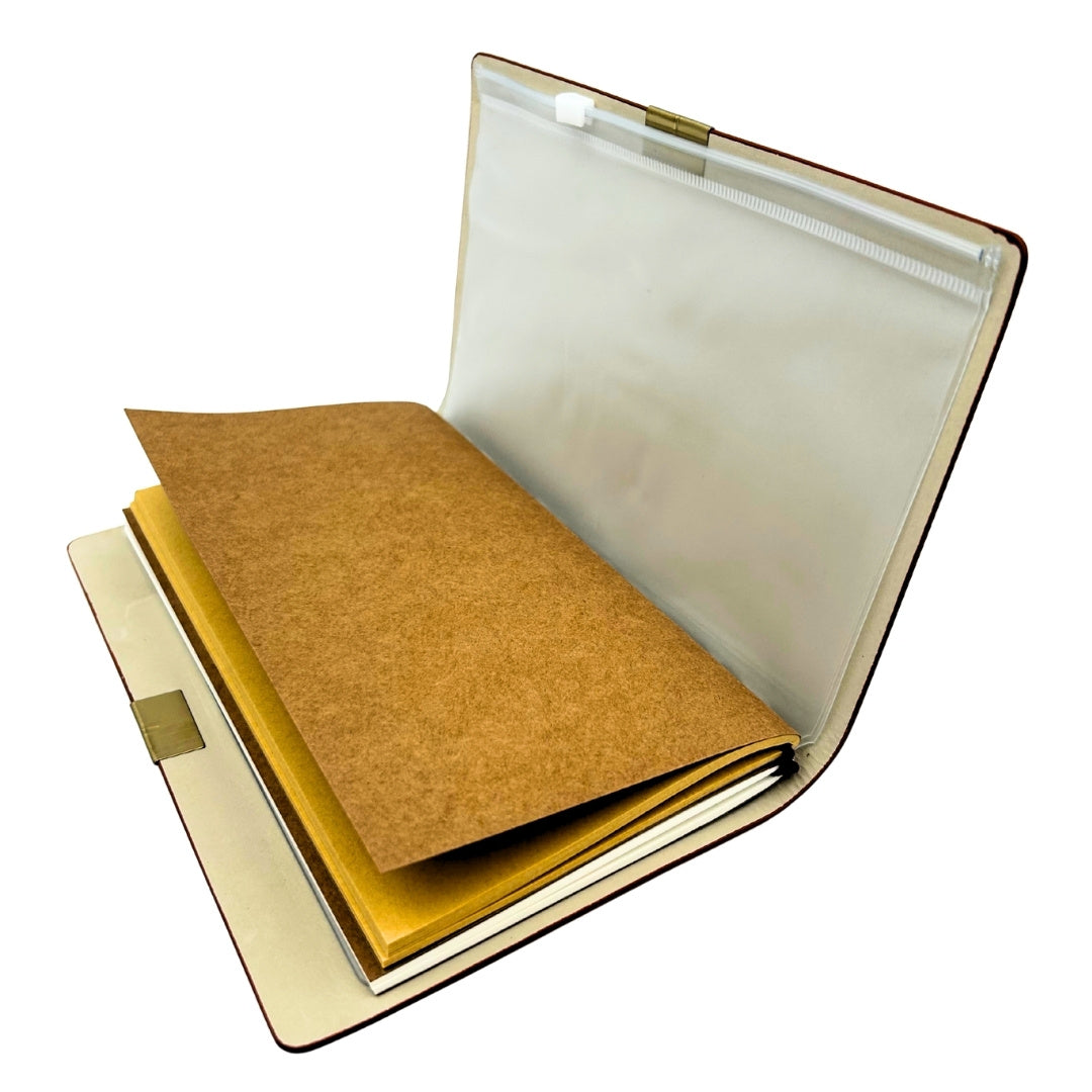 Cuaderno de viaje de cuero con grabado personalizado