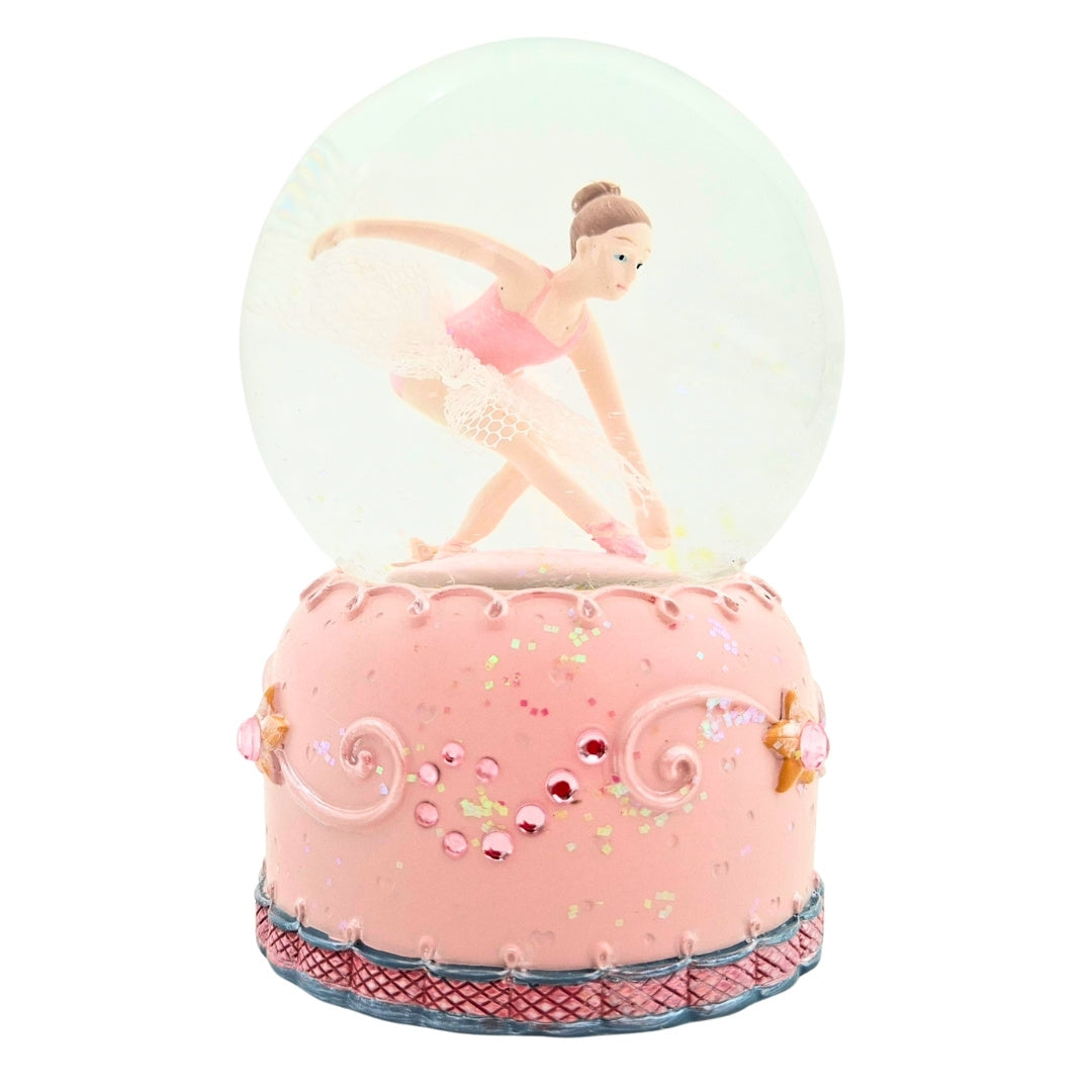 Bailarina de Ballet Bailando en Bola de Cristal de 12 cm con Posibilidad de Personalización con Grabado - Decoración Pastel Elegante para Regalo a Amantes del Ballet, Hecha de Poliresina y Vidrio