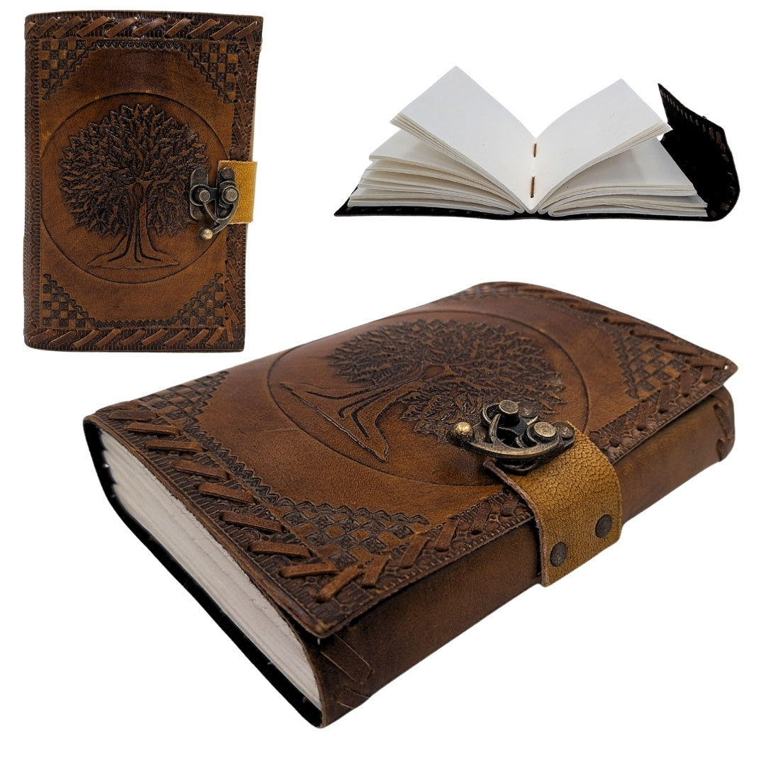 Cuaderno de cuero vintage retro de 200 páginas con grabado
