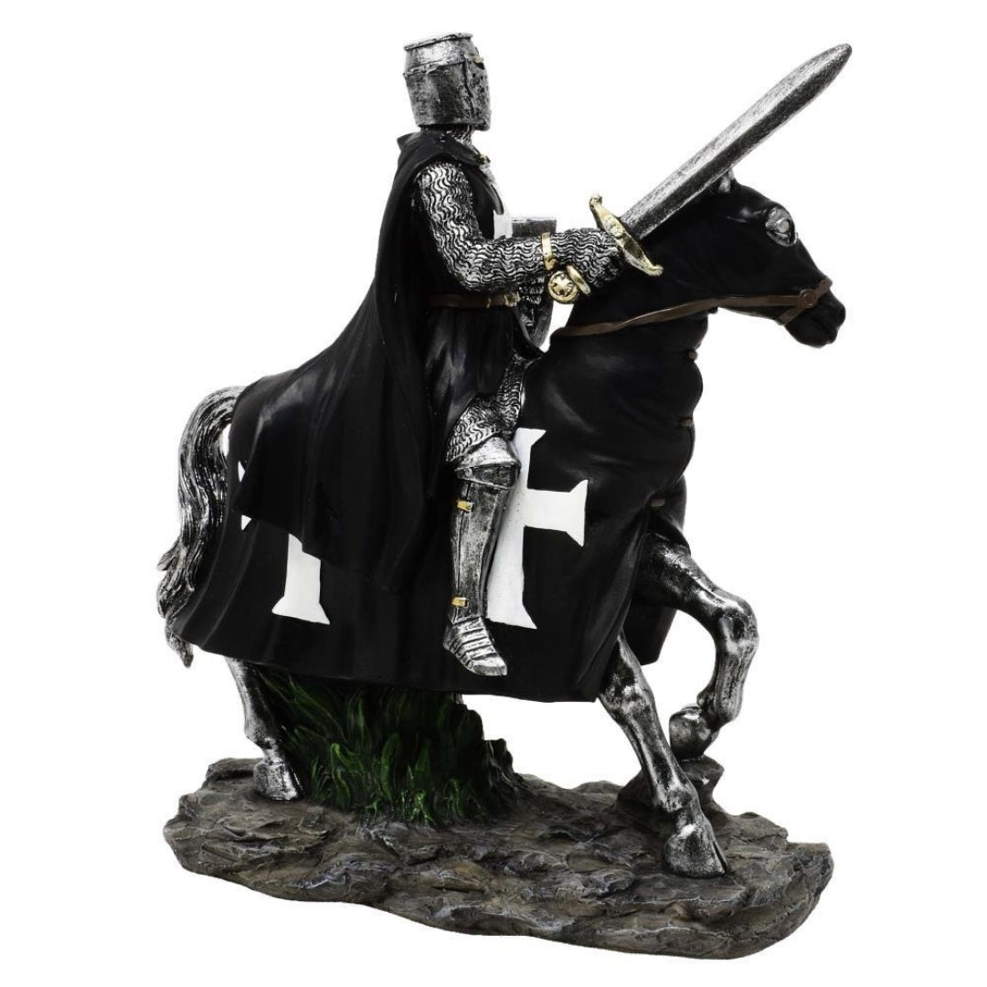 Figura decorativa Caballero a caballo 22 cm con opción de grabado personalizado - Elegante decoración de poliresina para regalo a amantes de la historia y la Edad Media