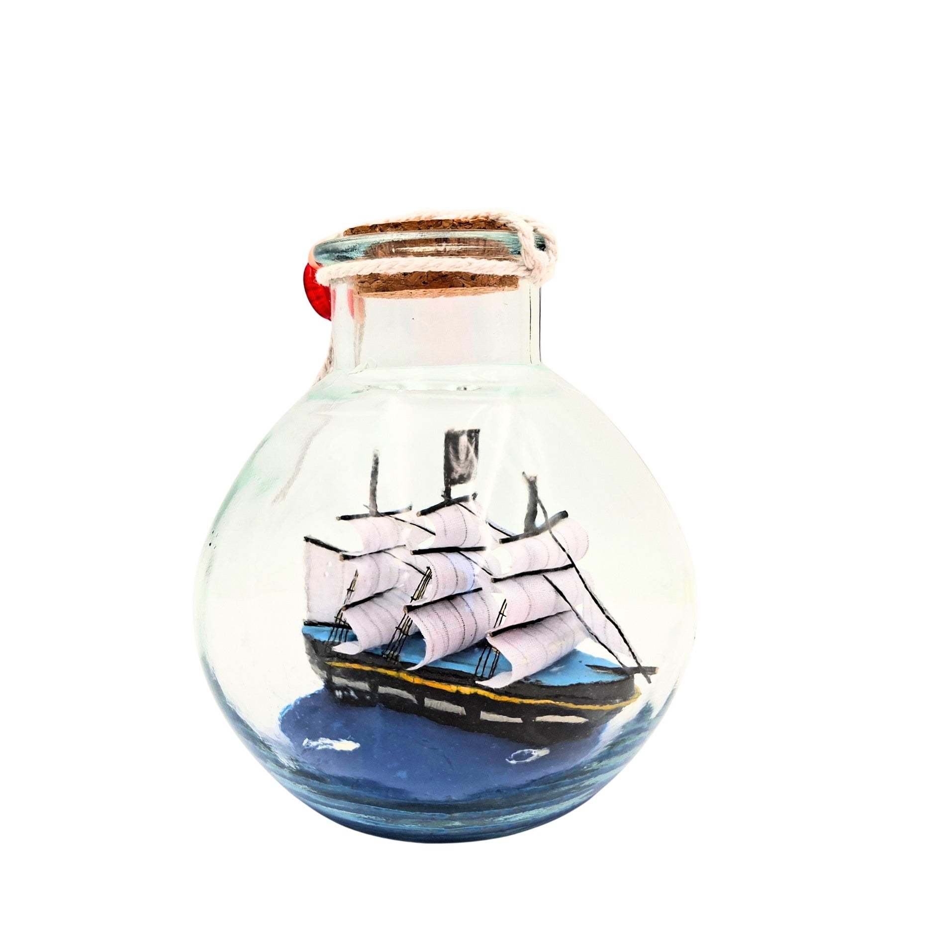 Miniatura de velero en botella con posibilidad de personalización con grabado – decoración náutica clásica para regalo, 10 x 10 x 11 cm