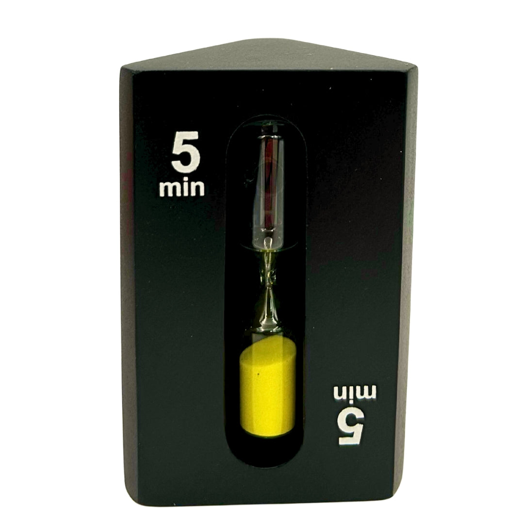 Reloj de arena triangular 1-3-5 minutos negro con posibilidad de grabado