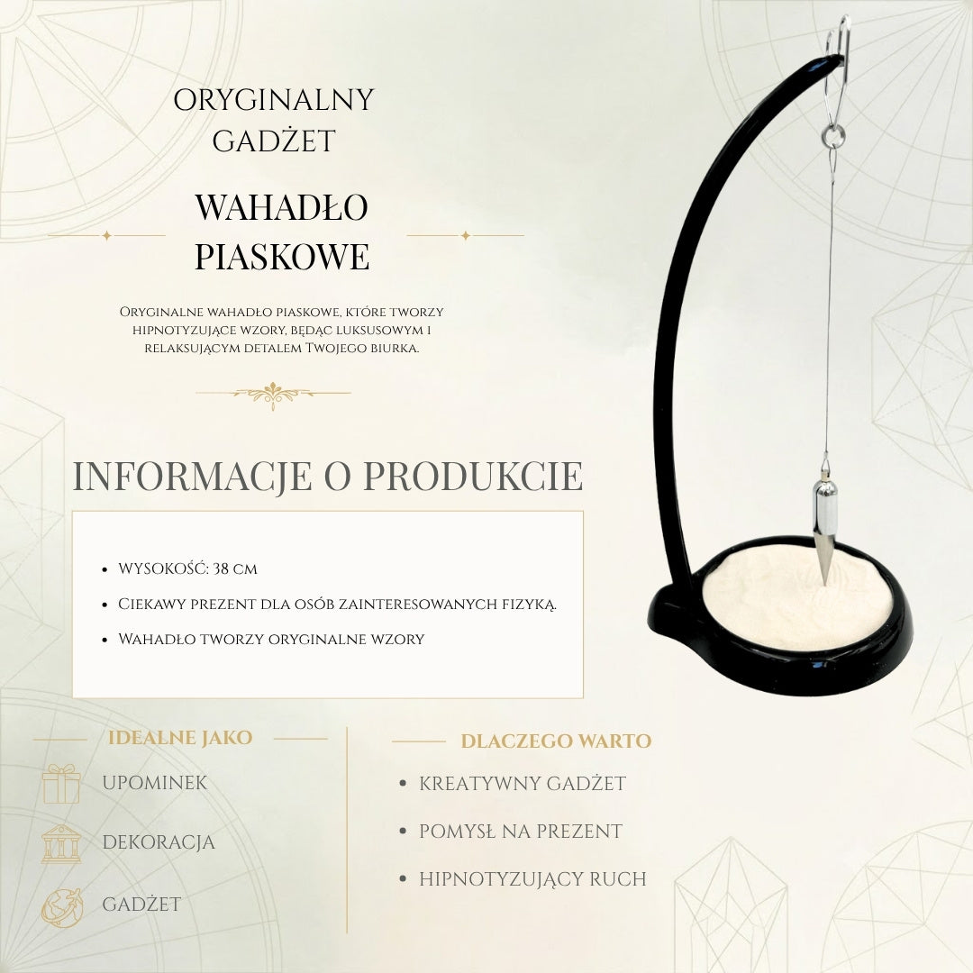 Péndulo de Arena Sand Pendulum con Grabado - Decoración Inspiradora de 38 cm con Arena Cinética