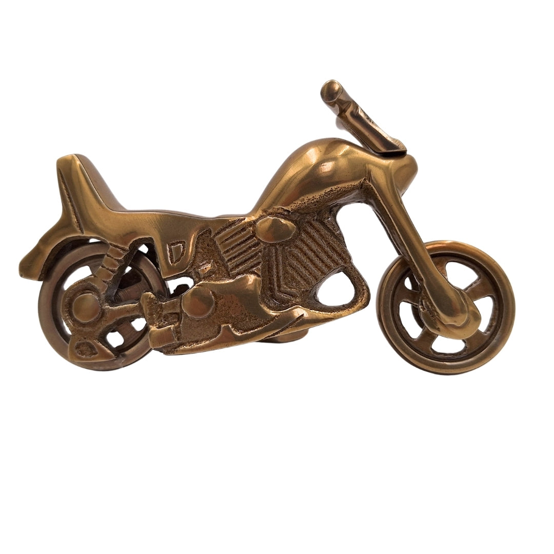 Modelo metálico de motocicleta N-2960 de aluminio en latón antiguo – grabado personalizado para regalo, dimensiones 17,5 x 10 cm