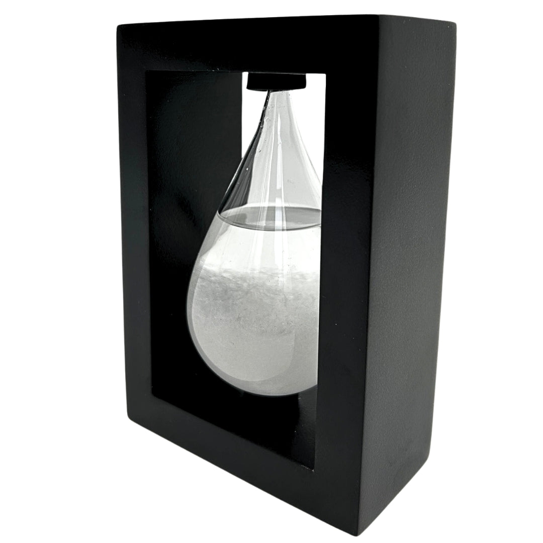 Barómetro de tormenta Fitzroya en marco de madera - Gota Storm Glass con posibilidad de personalización con grabado - regalo ideal para cualquier ocasión - estación meteorológica elegante en estilo moderno con cristales que reaccionan a cambios climáticos