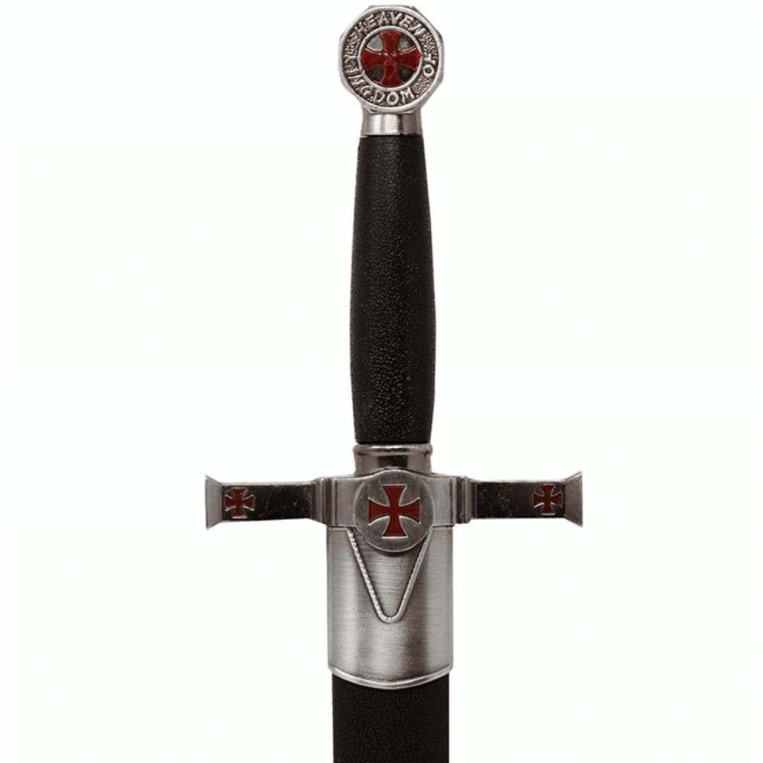 Daga decorativa de los templarios con vaina y grabado - Réplica de acero inoxidable, 40 cm