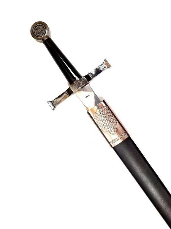 Espada de caballero de acero de 84 cm en funda - Réplica SW-114 con posibilidad de personalización con grabado