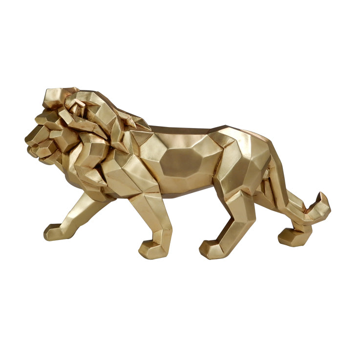 Gran figura de león dorado de 43 cm con posibilidad de personalización con grabado - adorno elegante para regalo, polyresina de alta calidad, estilo moderno glamour