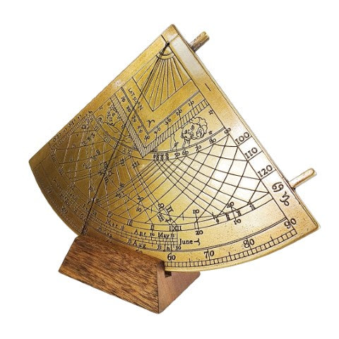 Cuadrante solar de latón Gunter H39 con base de madera, opción de personalización con grabado, regalo ideal para amantes de la astronomía, altura 17 cm, elegante embalaje para regalo