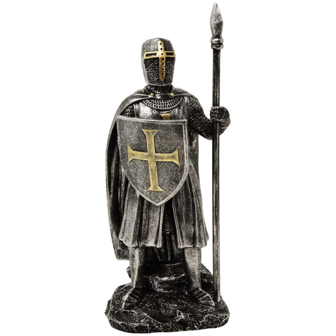 Figura Caballero con lanza 20 cm con posibilidad de personalización con grabado - decoración pintada a mano de polyresina para regalo a amantes de la historia y militaria