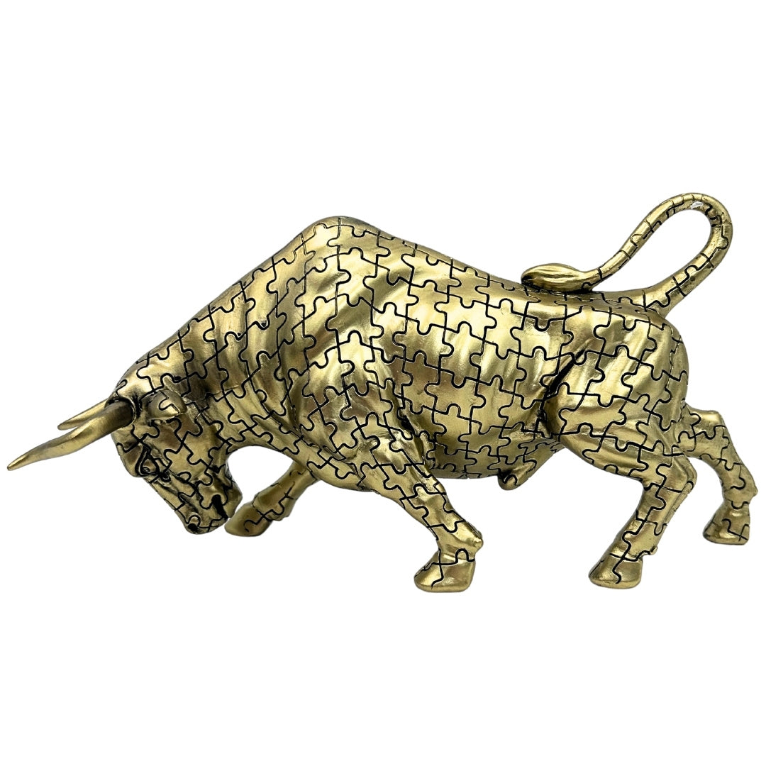 Figura decorativa de toro dorado con opción de grabado - elegante símbolo de fuerza y riqueza, 33,3 cm, polyresina