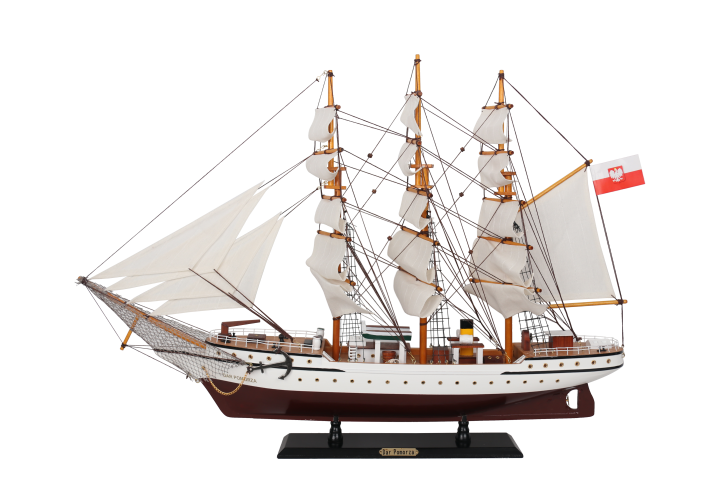 Modelo de velero Dar Pomorza de 80 cm con opción de grabado personalizado