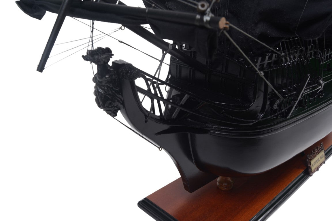 Modelo de barco pirata Perla Negra BP80R con posibilidad de personalización con grabado, longitud 89 cm, regalo exclusivo para cualquier ocasión, artesanía artística, base de madera