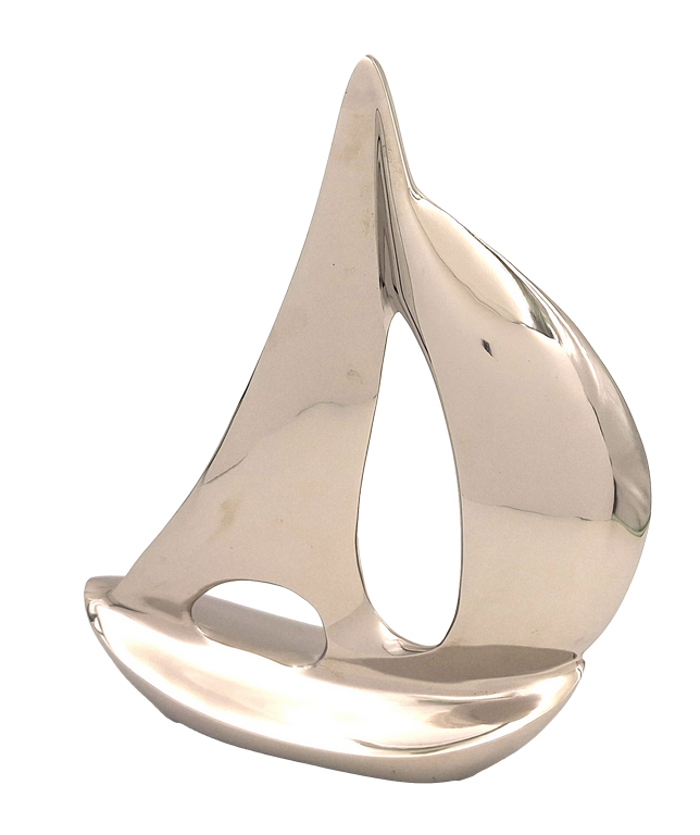 Modelo metálico elegante de yate 36 cm con posibilidad de personalización con grabado