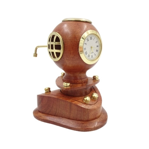 Casco pequeño de buceador retro con reloj y personalización