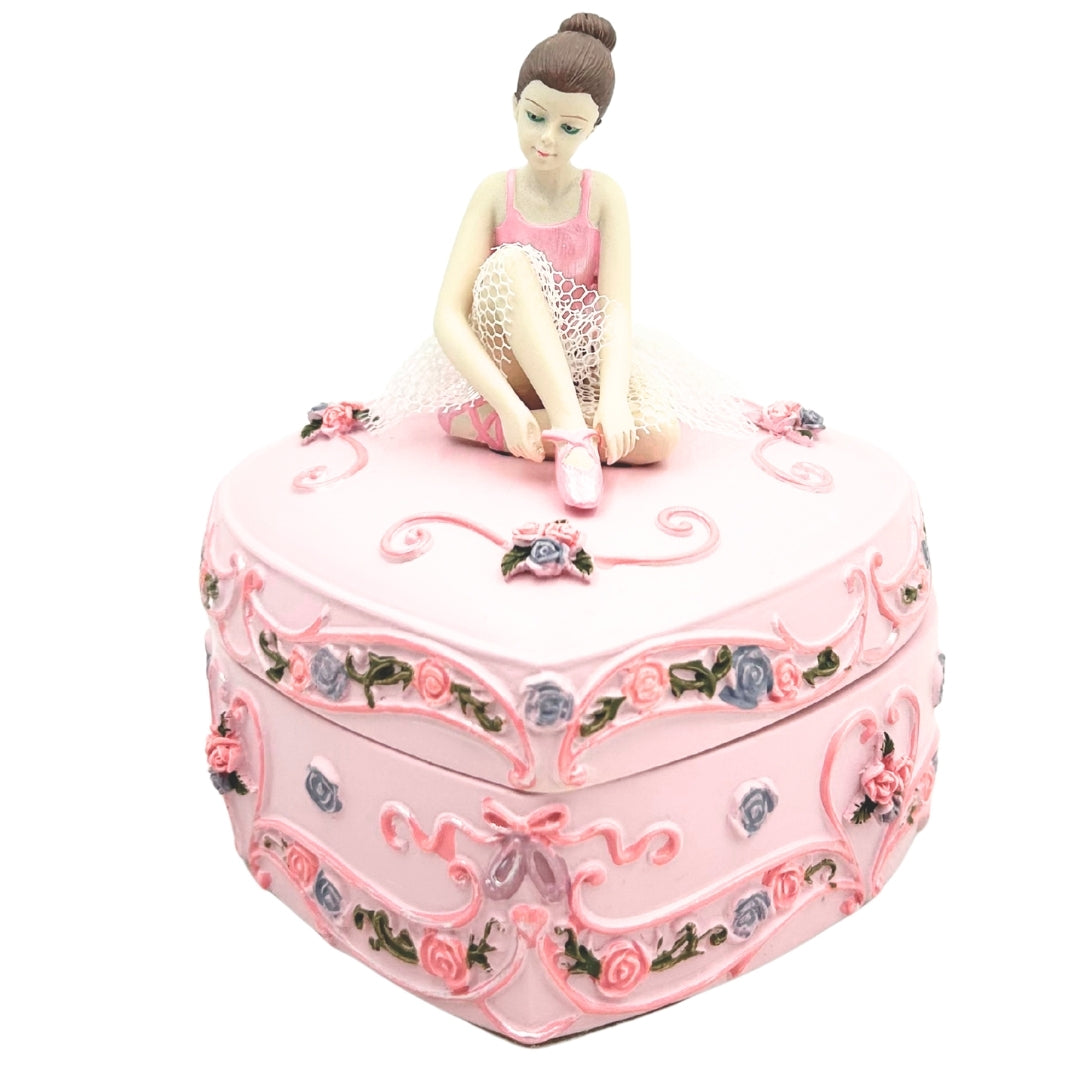 Caja de Música Bailarina Corazón Lago de los Cisnes con Posibilidad de Grabado Personalizado, Rosa, 12,5 cm, Regalo Ideal para Cumpleaños o Aniversario