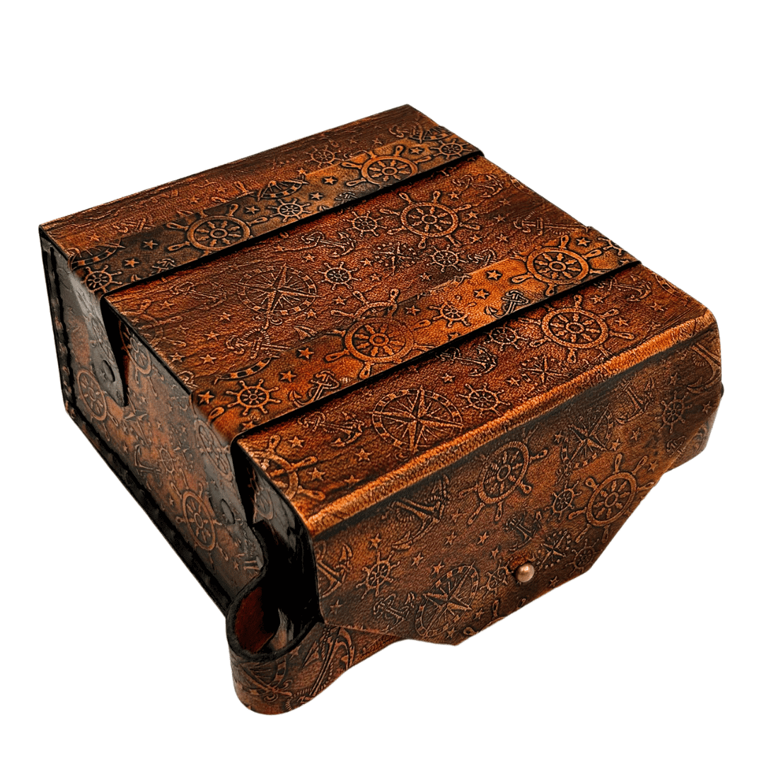 Sextante retro de latón en estuche de cuero - instrumento de navegación elegante con opción de grabado - regalo ideal para amantes de la navegación e historia - dimensiones 13x12x7 cm