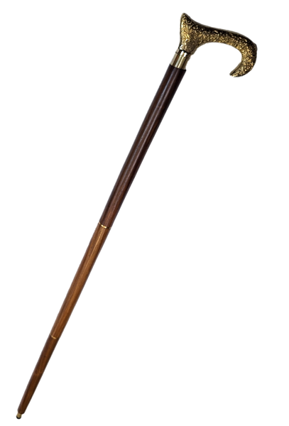 Bastón de madera para caminar con mango dorado - plegable - regalo elegante con opción de personalización mediante grabado - 91,5 cm, marrón con mango de latón